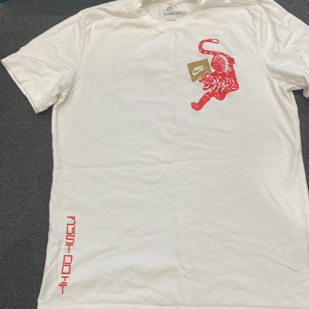 Nike White T-Shirt with Red Graphic